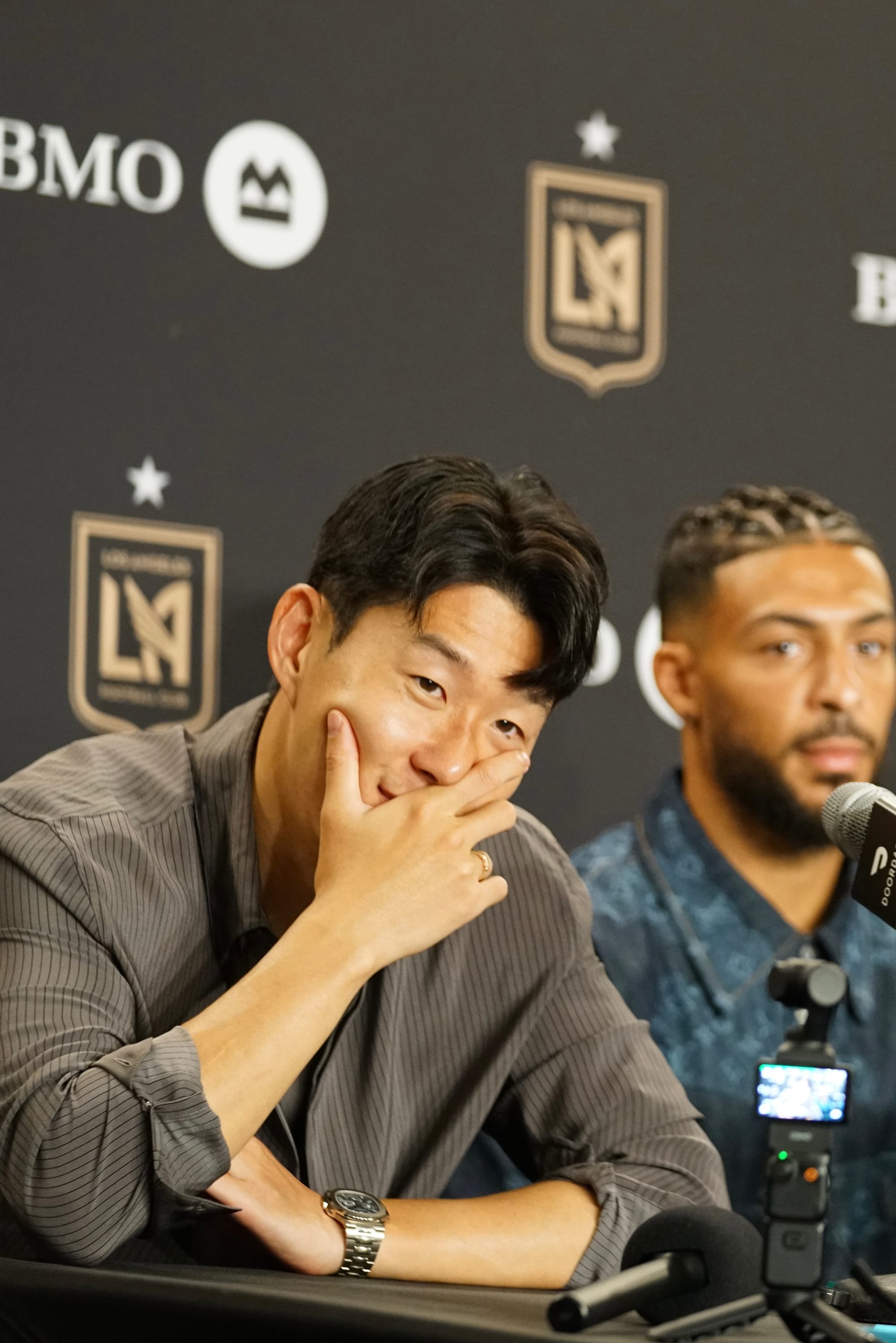 Son Heung-min answering questions post-game (Celso Oliveira / Pitchside USA)